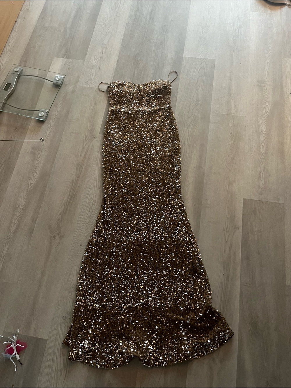 Fashion Nova Gold Sequin Maxi Dress